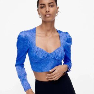 Zara blue polka-dot crop top